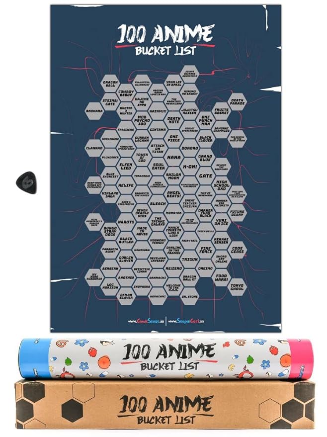 ComicSense.xyz 100 Anime Bucket List Scratch Off Poster Top Japanese