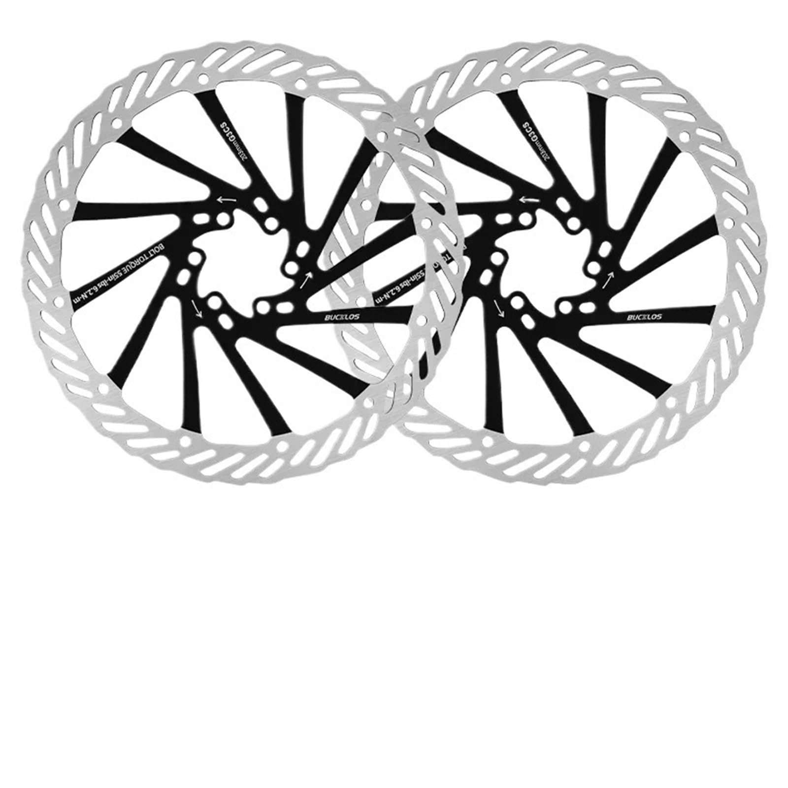 Pinzas de pistones de freno Rotor de freno de disco hidráulico MTB ultraligero 160/180/203mm bicicleta de carreras de carretera de montaña con 6 pernos gratis(Black-203MM-2PC)