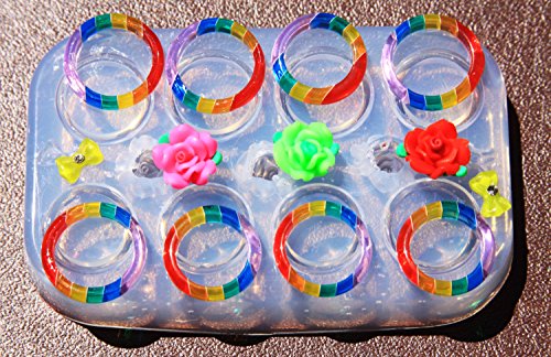 Sale!! Big Multi-Clear-Silicone Ring Molds 8ps Rings with Sizes 7,8,9 +3 Roses!(304) Shipping in 3-5 Business Days.
