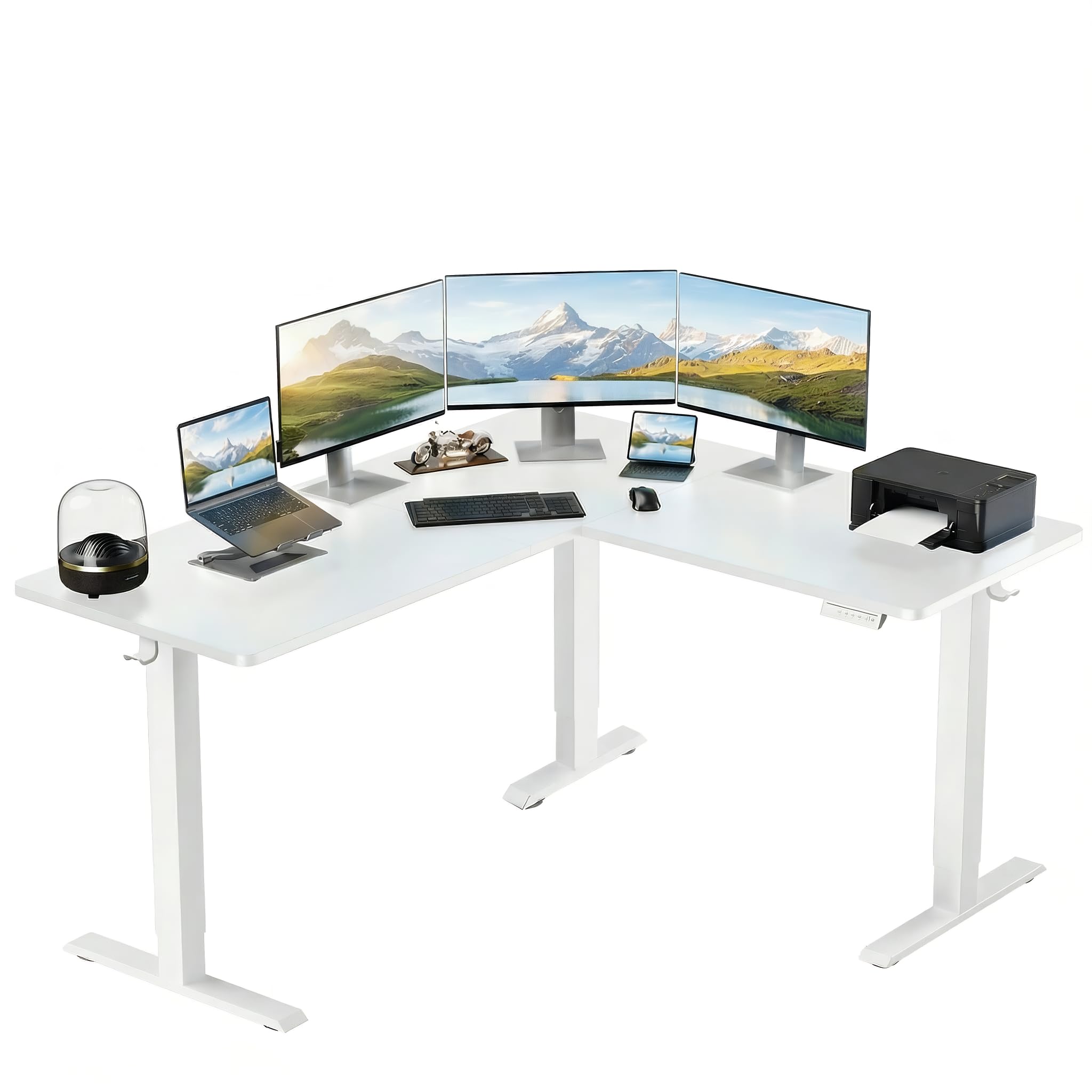 ErGear L Shaped Standing Desk, 63"x55" Electric Adjustable Height Sit Stand up Desk, Ergonomic Large Computer Table, Left & Right Interchangeable