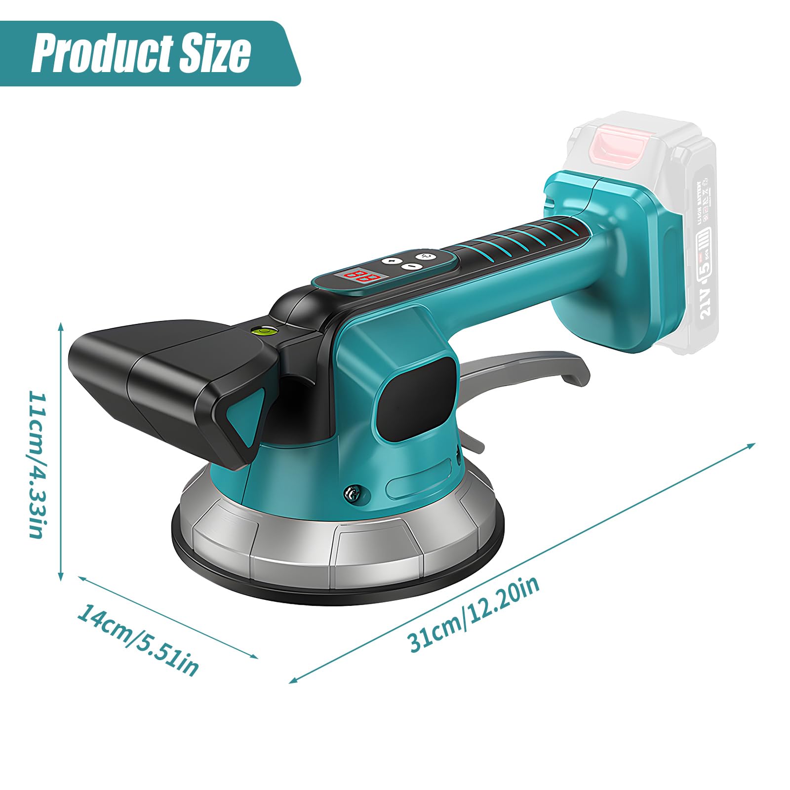 Macchina vibrante per piastrelle Makita 18 V, Vibratori per Piastrelle a Batteria da Parete Posa con 10 ingranaggi regolabili, assorbimento 200 kg, display digitale(Batteria Non Inclusa)