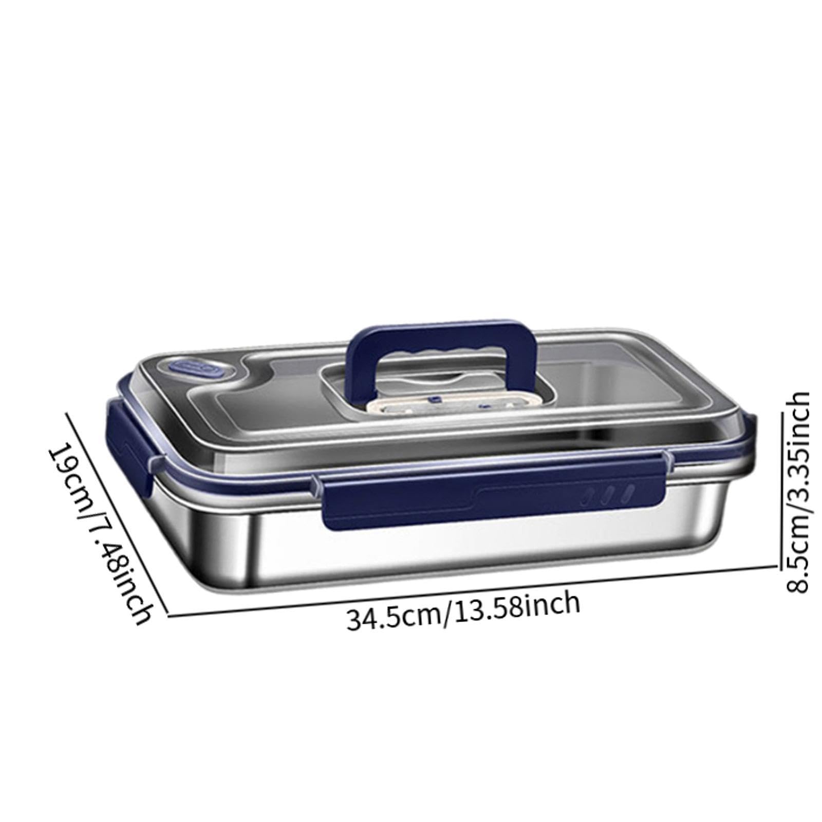 Lonchera Caja de Almuerzo Recipiente Hermético Acero Inoxidable de Gran Capacidad Apilable Portátil para Picnic Oficina Camping Escuela Viaje, 2400 Ml