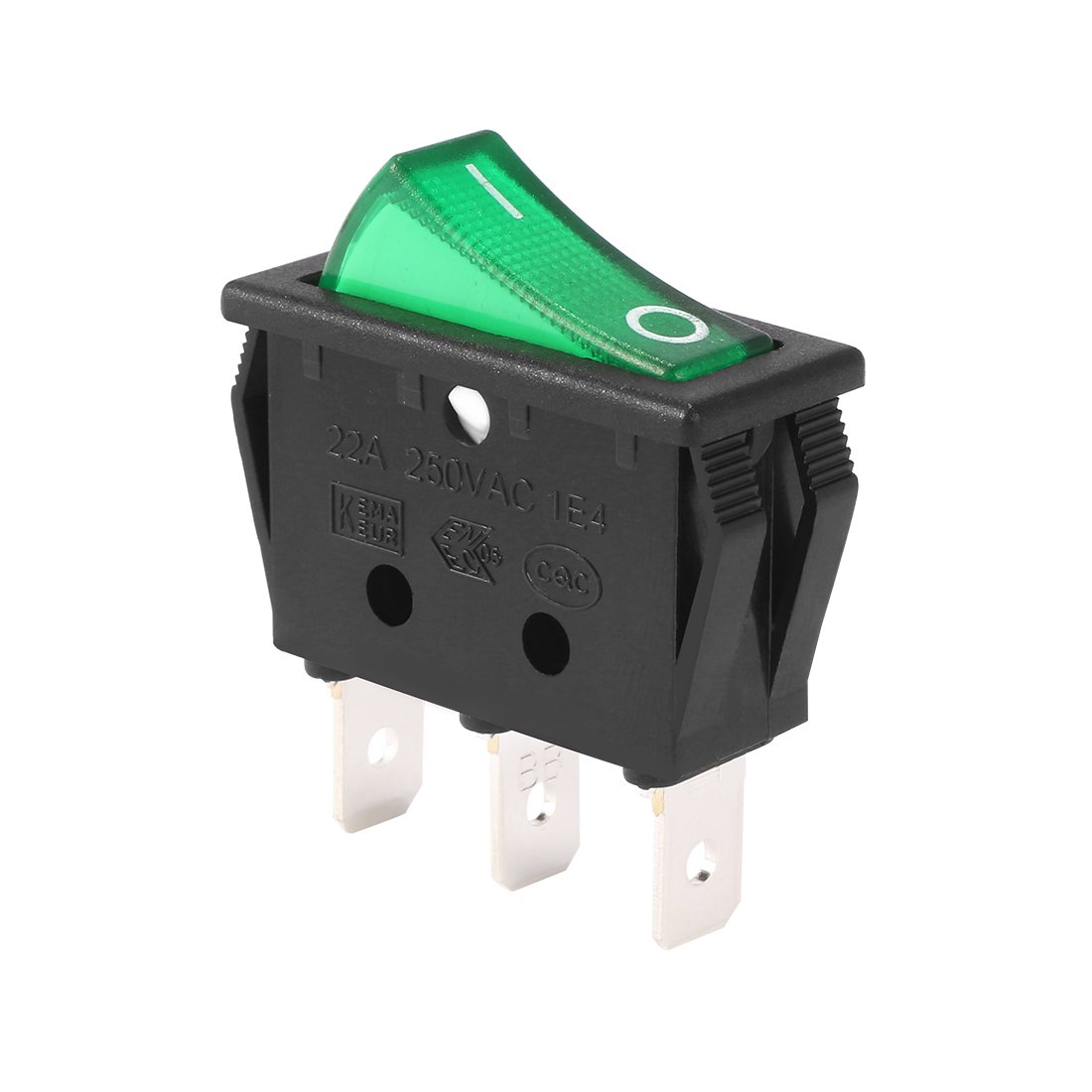 uxcell SPST 3 Pin 2 Position Green LED Light on Off Switch Boat Rocker Switches ed AC 20 Amp/125V 22 Amp/250V