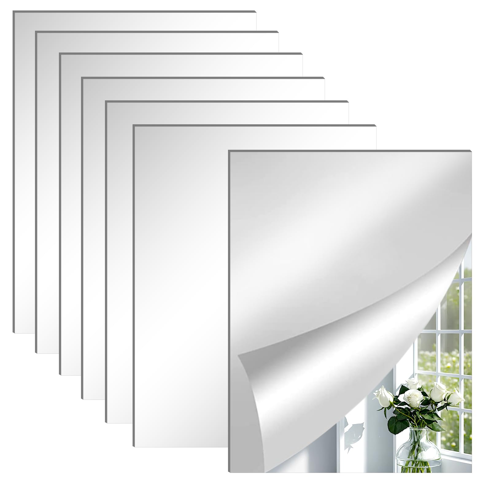 ASSRECT 6 Piezas Espejo Autoadhesivo Pared 29 x 21cm Acrílico Espejos de Pared de Cuerpo Completo Espejos Adhesivos Pared Sin Vidrio para Salon Recibidores Entrada Recibidor Baño