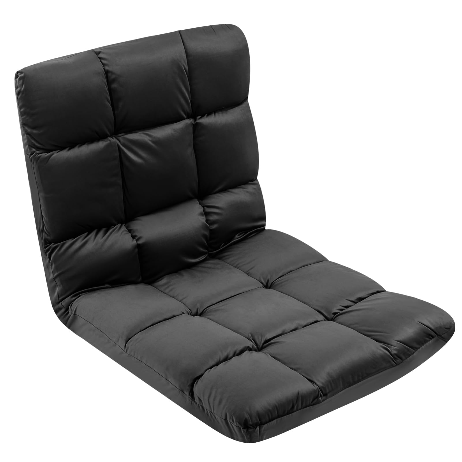 Trintion Bodenstuhl Faltbar mit Verstellbarer Rückenlehne, Relaxsessel & Meditationsstuhl klappbar, nutzbar als Sitzkissen, Bodenkissen Liegefläche für Wohnzimmer, Yoga, Meditation, Schwarz