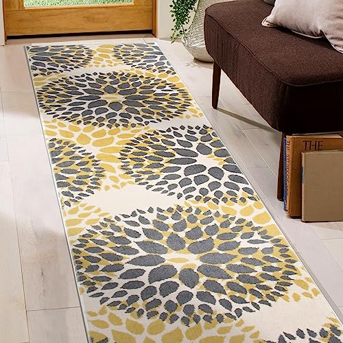 Tapete decorativo moderno amarillo floral 2x7 pies miniatura 5