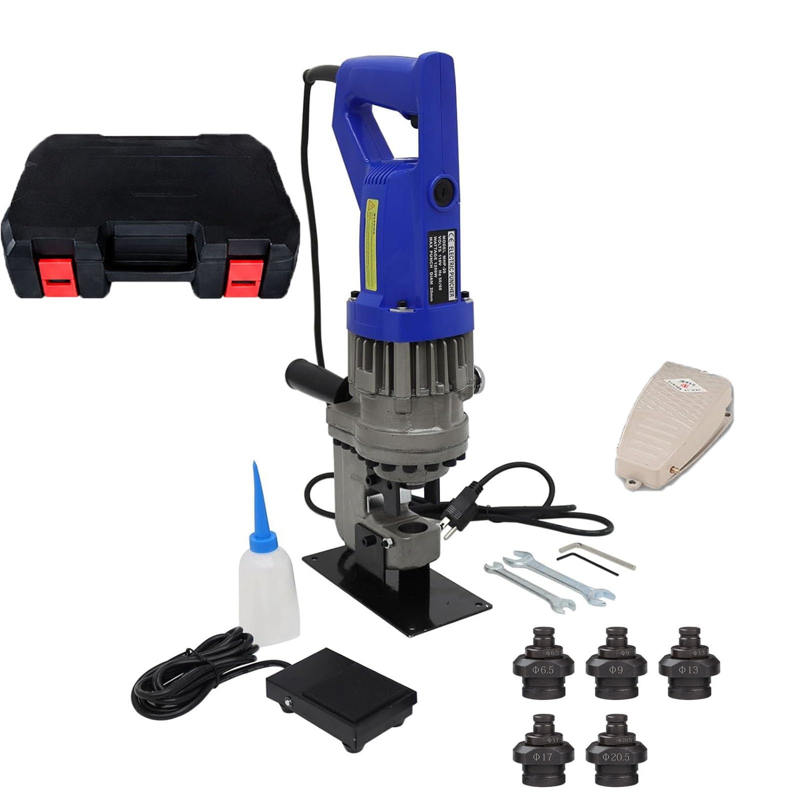 Efficieran One Color Hydraulic Puncher 1400W Metal Hole Puncher Machine For Warehouse Rack Assembly, Heavy Duty Electric Press Punch Tool For Structural Iron & Steel Plate