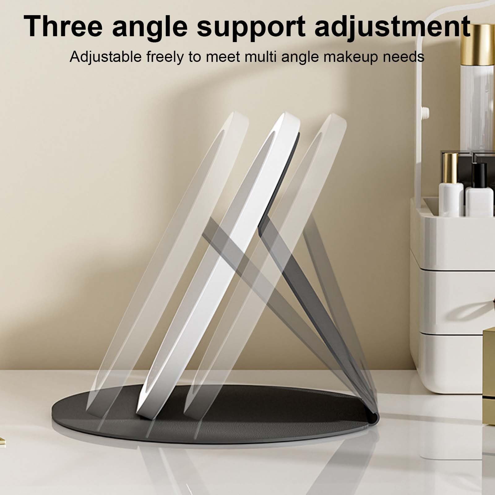 Miroir de maquillage pliable à LED de 22 cm, miroir de table portable avec éclairage, miroir de voyage pliable, miroir de courtoisie à LED avec écran tactile (rose Miroir de maquillage pliable à LED de 22 cm, miroir de table portable avec éclairage, miroir de voyage pliable, miroir de courtoisie à LED avec écran tactile (rose