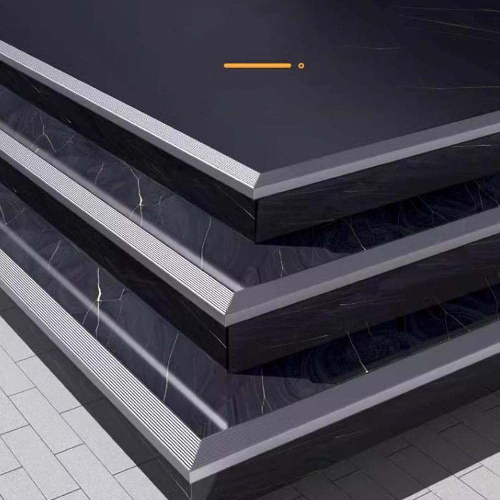 Perfil De Borde De Escalera Forma De L，Aluminio Tira De Borde De Escalera，90×7.5×2.5cm Antideslizante Nariz De Escalera, Perfil De Protección para Borde De Escalón(Black)