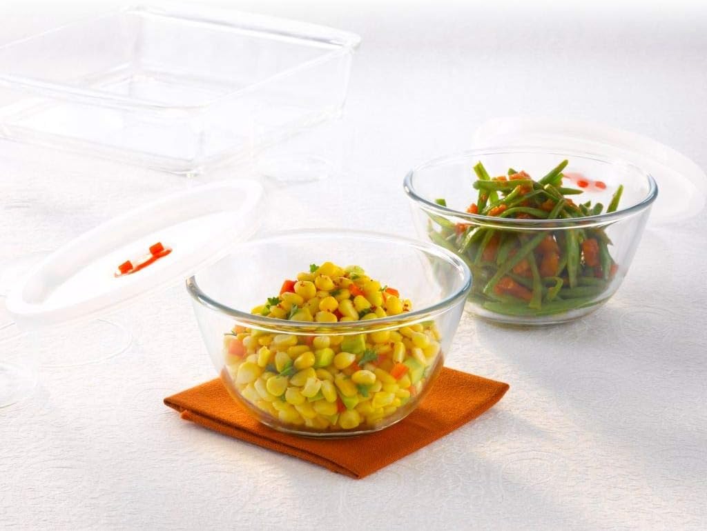 500ml (2pc) Serving & Mixing Bowl with Lid Set | Made in India Borosilicate Glass Bowl for Kitchen & Dinning | Bowl for Mixing Dough, Salad, Batter | Microwave & Dishwasher Safe | Transparent