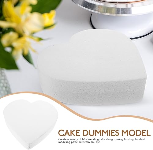 Miniatura 9 de Luxshiny Pastel de espuma para pastel de espuma de 8 pulgadas, modelos falsos en forma de corazón, 2 piezas de embrión de poliestireno, adorno para