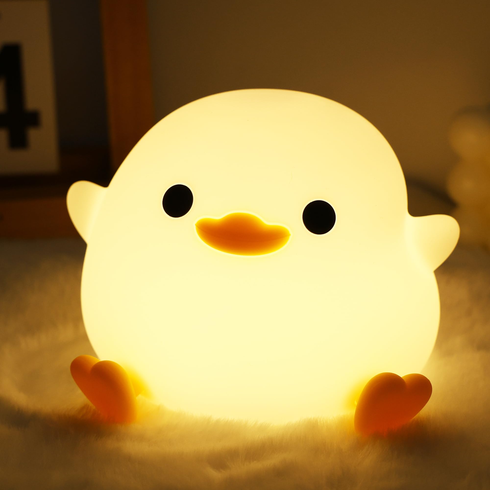 Ammonite Dodo Duck Night Light, Cute Silicone Animal Lamp, Soft Silicone Kids Nursery Nightlight USB LED Touch Lamp Kids Bedroom Decor as Xmas Birthday Gifts for Boys & Girls