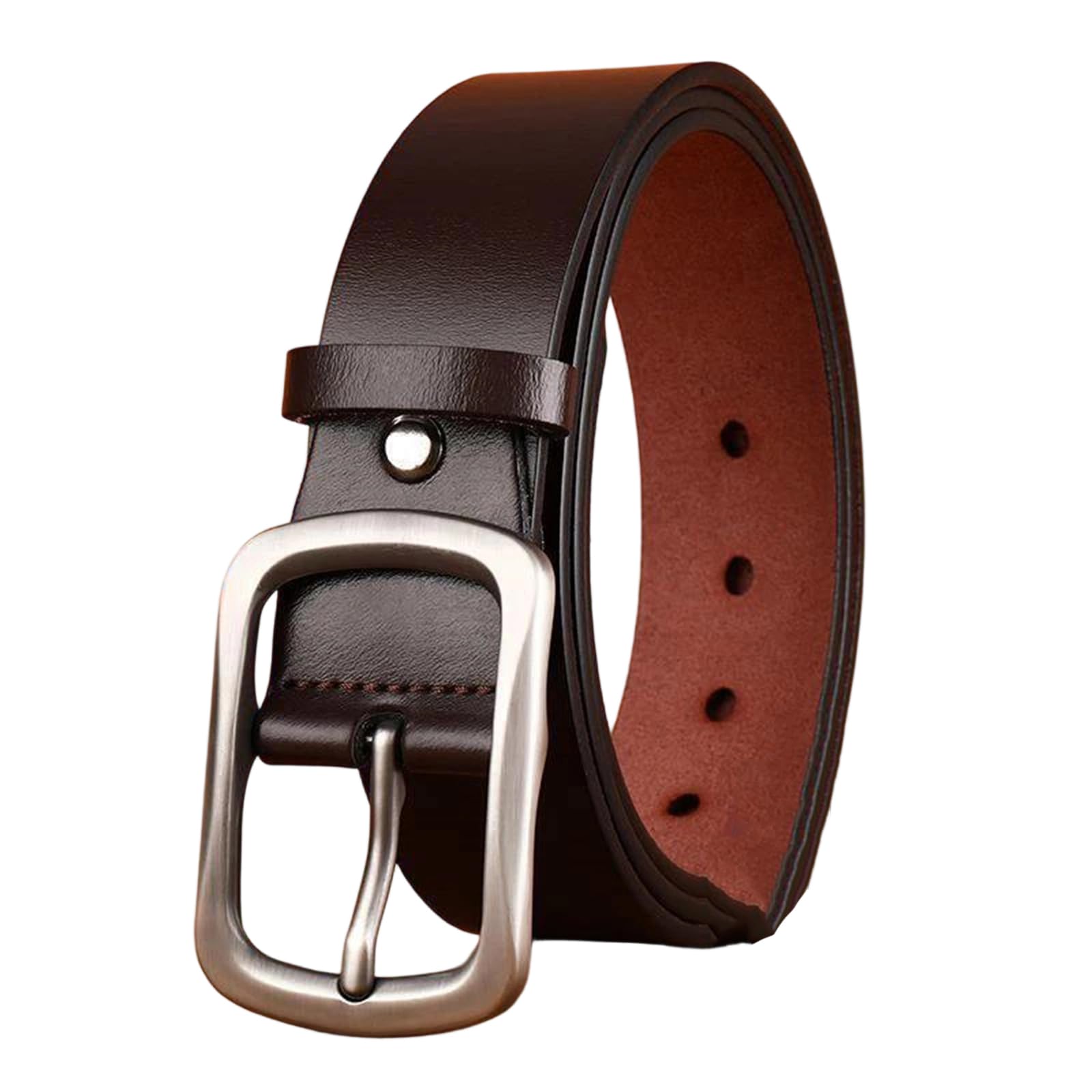Yeuyyben Cinturón de cuero para hombre con hebilla dorada, estilo casual, de negocios, estilo vintage