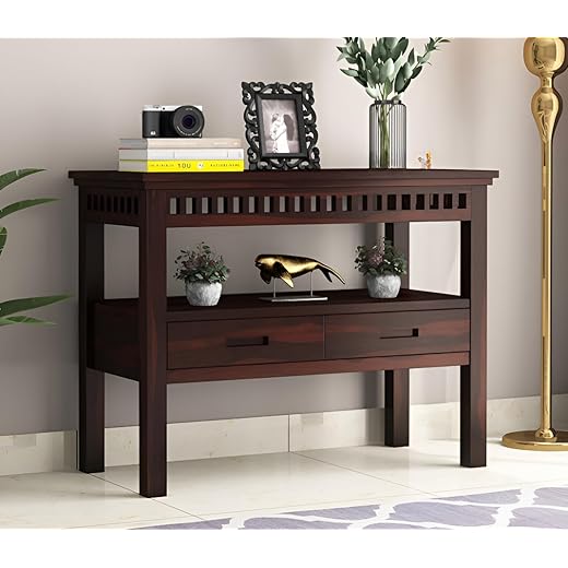 Sheesham Wood Console Table with 2 Drawers