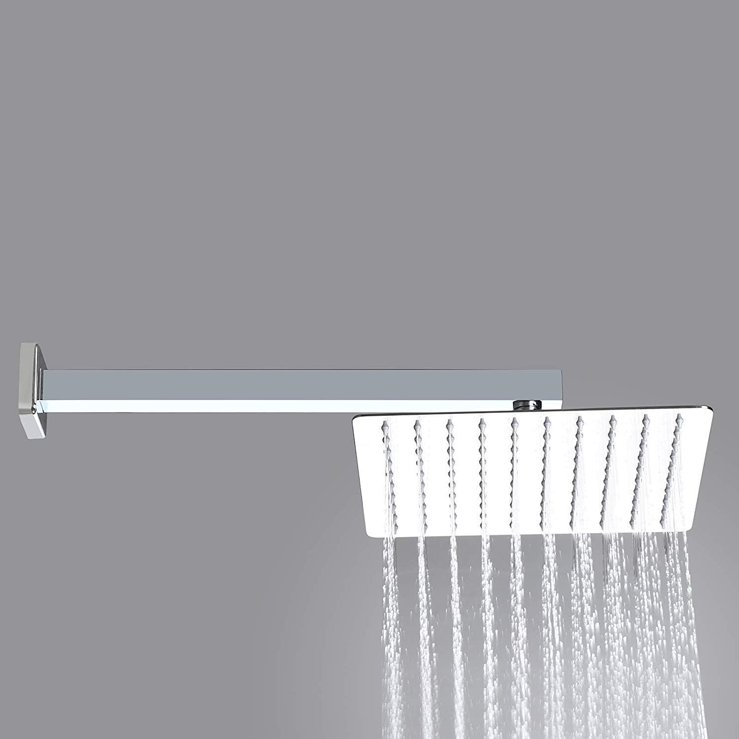 Shower System,2-Function Square Shower Faucet Wall Mounted Shower Combo Set for Bathroom with 10" Rain Shower Head, Pressure Balance Valve, Solid Brass in Polished Chrome Show