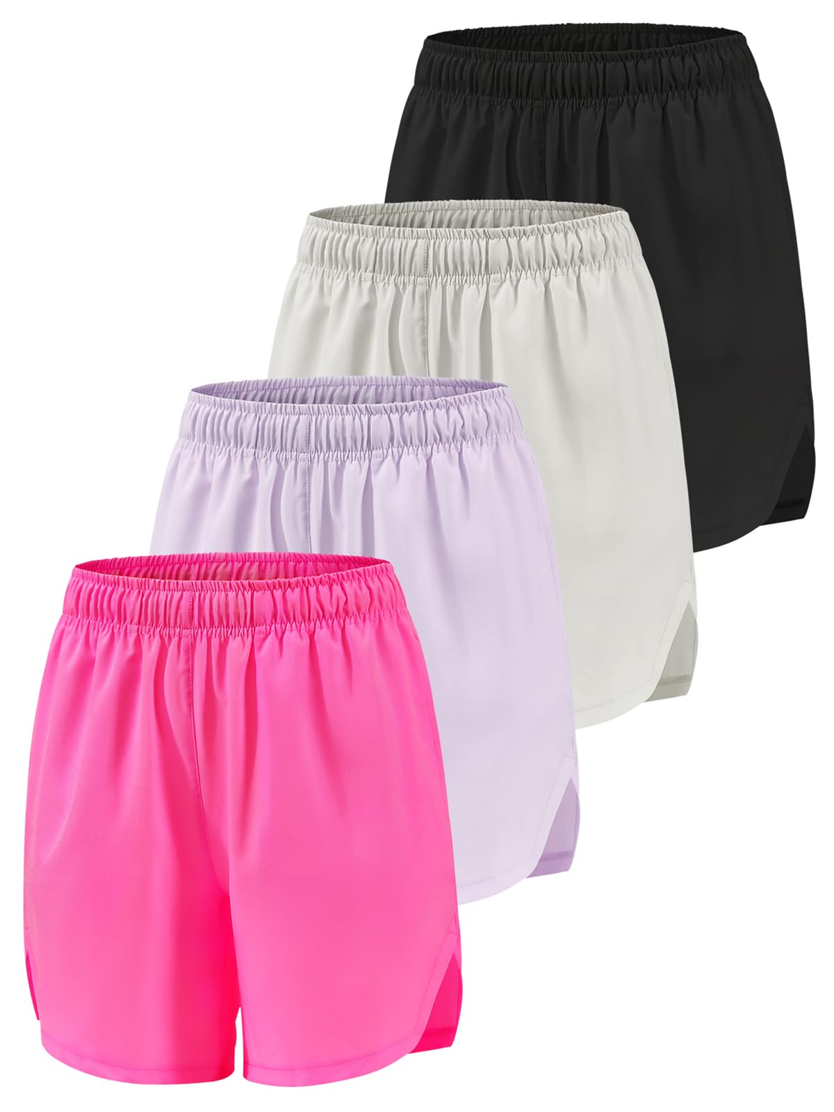 Mexholin Girls Athletic Shorts with Pockets Running Shorts for Girl,Soccer Short for Kids Teens Basketball Workout Black/Gray/Purple/Hot Pink XL