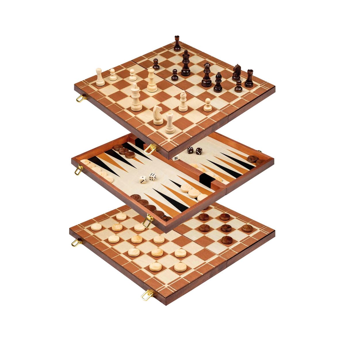 Philos 2510 - Schach-Backgammon-Dame-Set, Feld 40 mm, Königshöhe 78 mm