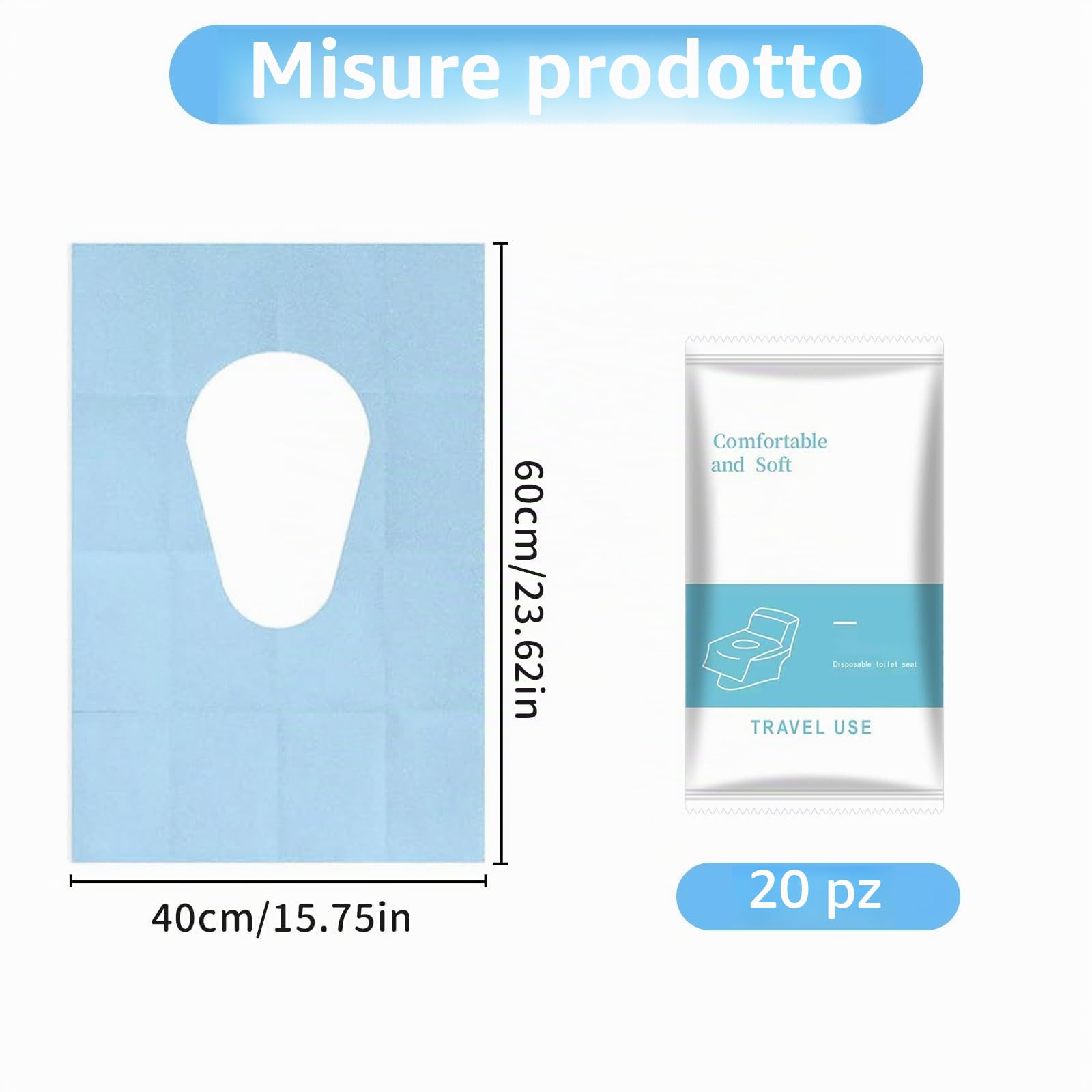 20 Pezzi Copriwater Monouso per Bagni Pubblici, Campeggio, Viaggi