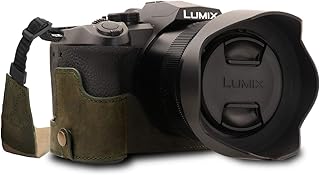 MegaGear Ever Ready Echtleder Kameratasche mit Trageriemen kompatibel mit Leica V-Lux 5, Panasonic Lumix DC-FZ1000 II