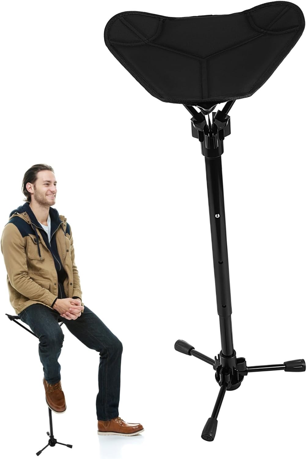 Kisangel Adjustable Height Outdoor Folding Stool Portable Camping Stool for Hiking Fishing and Camping