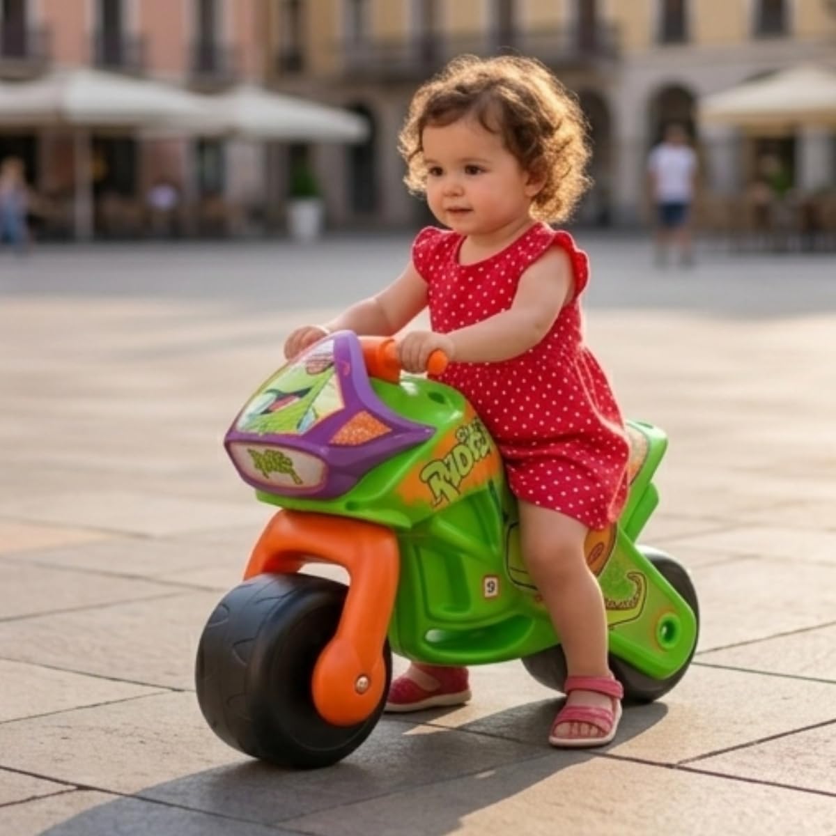 INJUSA Laufrad Motorrad für Kinder ab 18 Monaten, Dino Rutschfahrzeug mit Breiten Rädern, ergonomischem Sitz und Tragegriff, Indoor & Outdoor