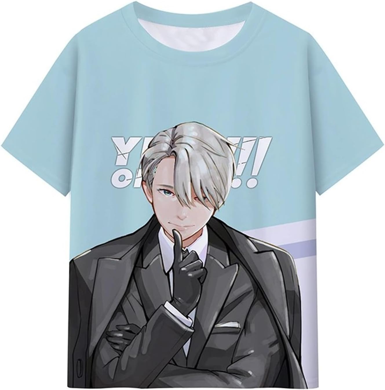 ISaikoy Anime Yuri on Ice T-Shirt Viktor Nikiforov Crewneck Short Sleeve Cosplay Tee Shirt