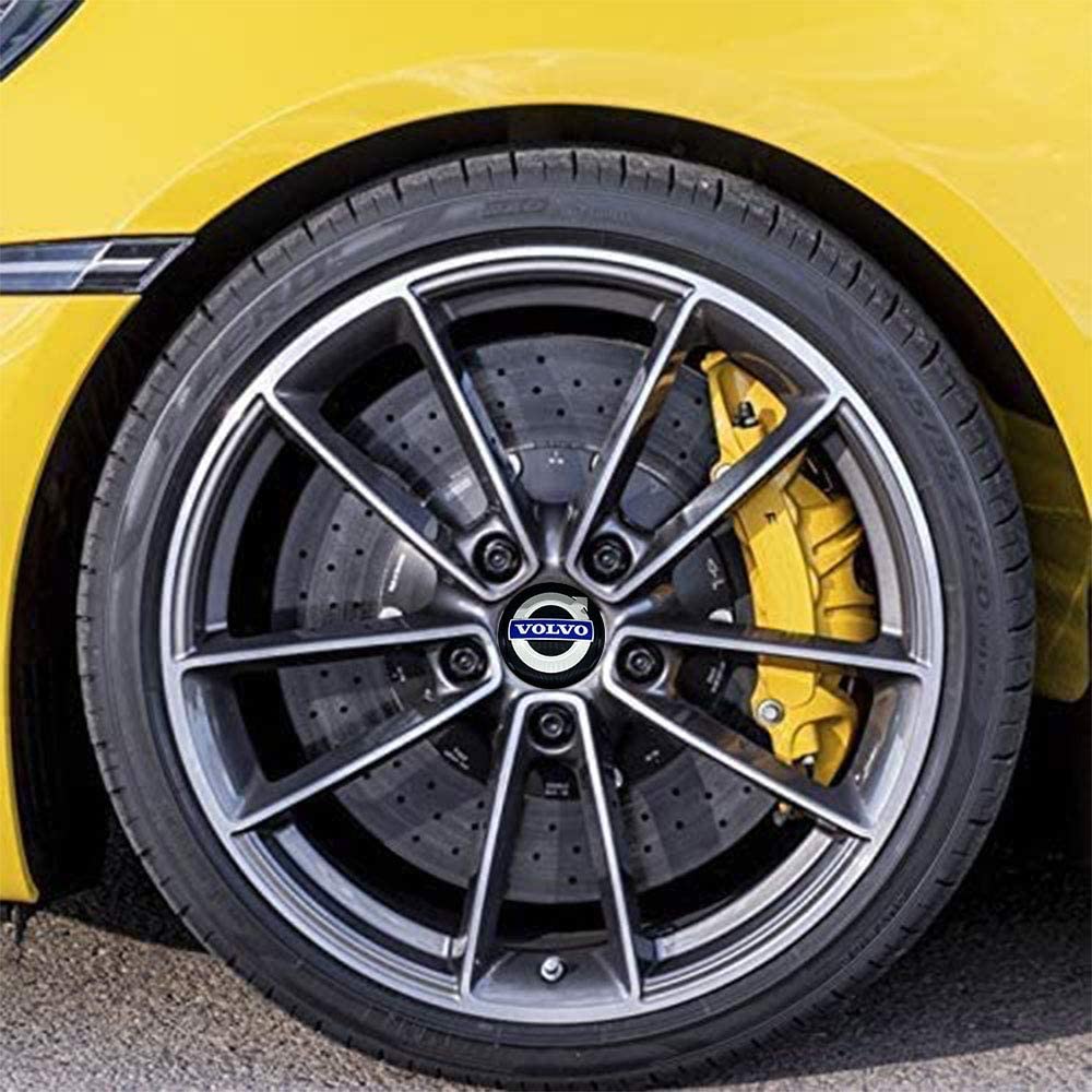 WatSKY 4 Pezzi Auto Coprimozzi Adesivo,Impermeabile Antipolvere e antiruggine, per Volvo 56MM Logo Coprimozzo Centrale Cerchioni,A