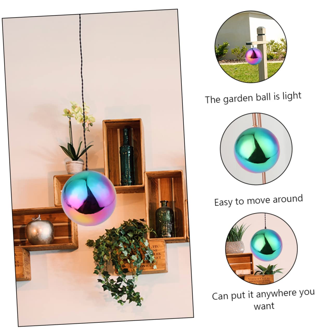 6stücke Teiliges Spiegelkugeln Regenbogenfarbige Hohle Deko-bälle Für Garten Outdoor-Dekoration Reflektierende Gartenaccessoires