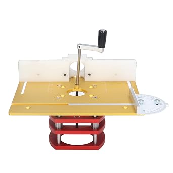 Router Lift with Top Plate Router Lifting Base Woodworking Slotting Trimming Chamfering Table Top Precision Router Lift Router Table Lift System Durable Router Plate Insert Gold
