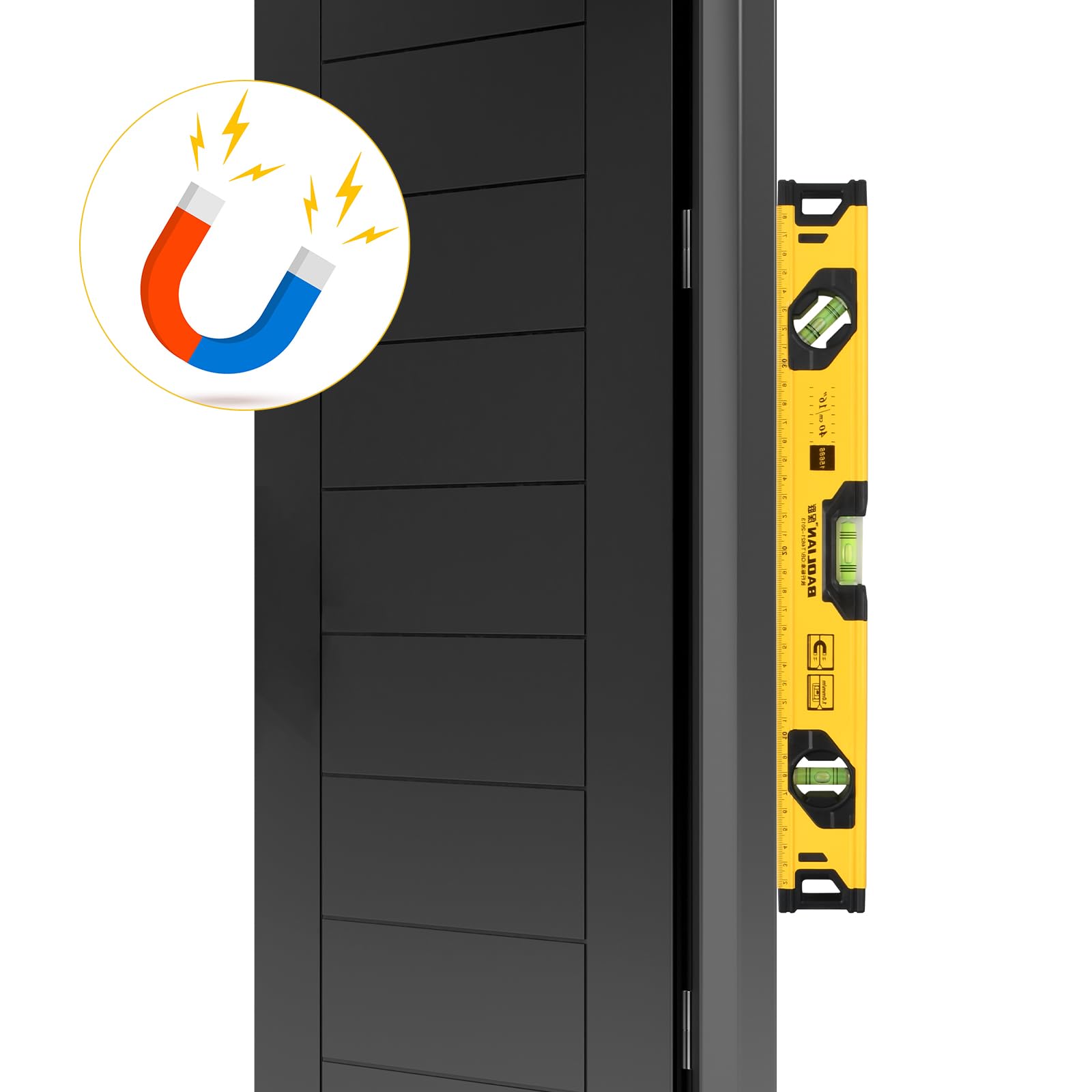 WORKPRO Magnetische waterpas 23 cm, mini torpedo-waterpas met 3 libellen 45 °/90°/180°, slagvast bloklibel, aluminium frame, sterke magneet, boven afleesbaar, voor bouwprofessionals