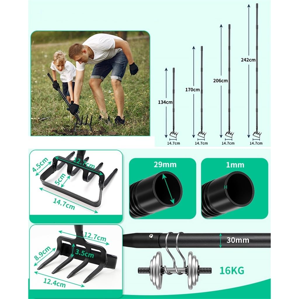 Zappe for attrezzi da giardino, Manico lungo Rastrello for zappa ad anello a staffa 2 in 1 Resistente Zappe da zuffa Hula all'aperto for il diserbo Giardinaggio Zappe a staffa for allentare il terreno
