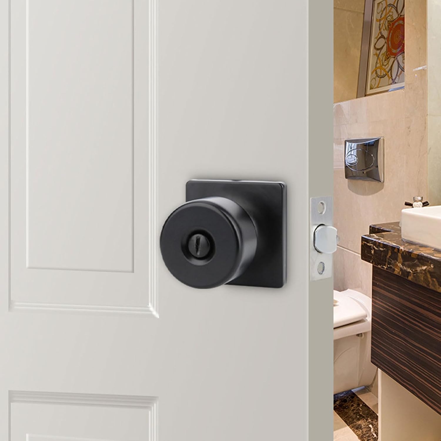 Portable Interior Door Knobs in Matte Black Finish Without Privacy Styles Accessory for Bedrooms and Bathrooms Easy Installion Door