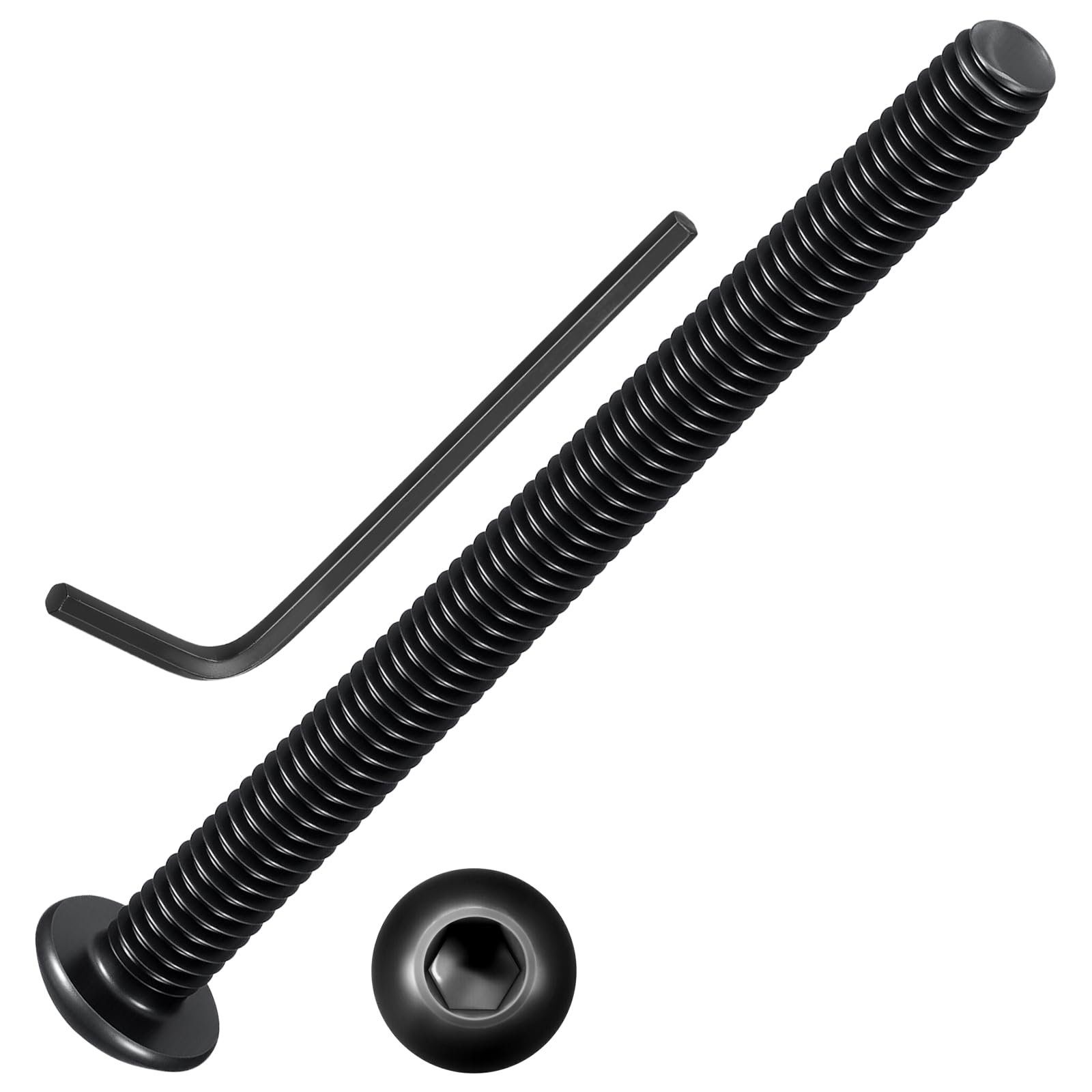 Kozelo 50pcs Button Head Socket Cap Screws - [M4-0.7x50mm] Zinc-Nickel Coated Good for Automotive, Marine & Outdoor Use Road Bicycle, Mountain Bike, Motorcycle - Alloy Steel - Black