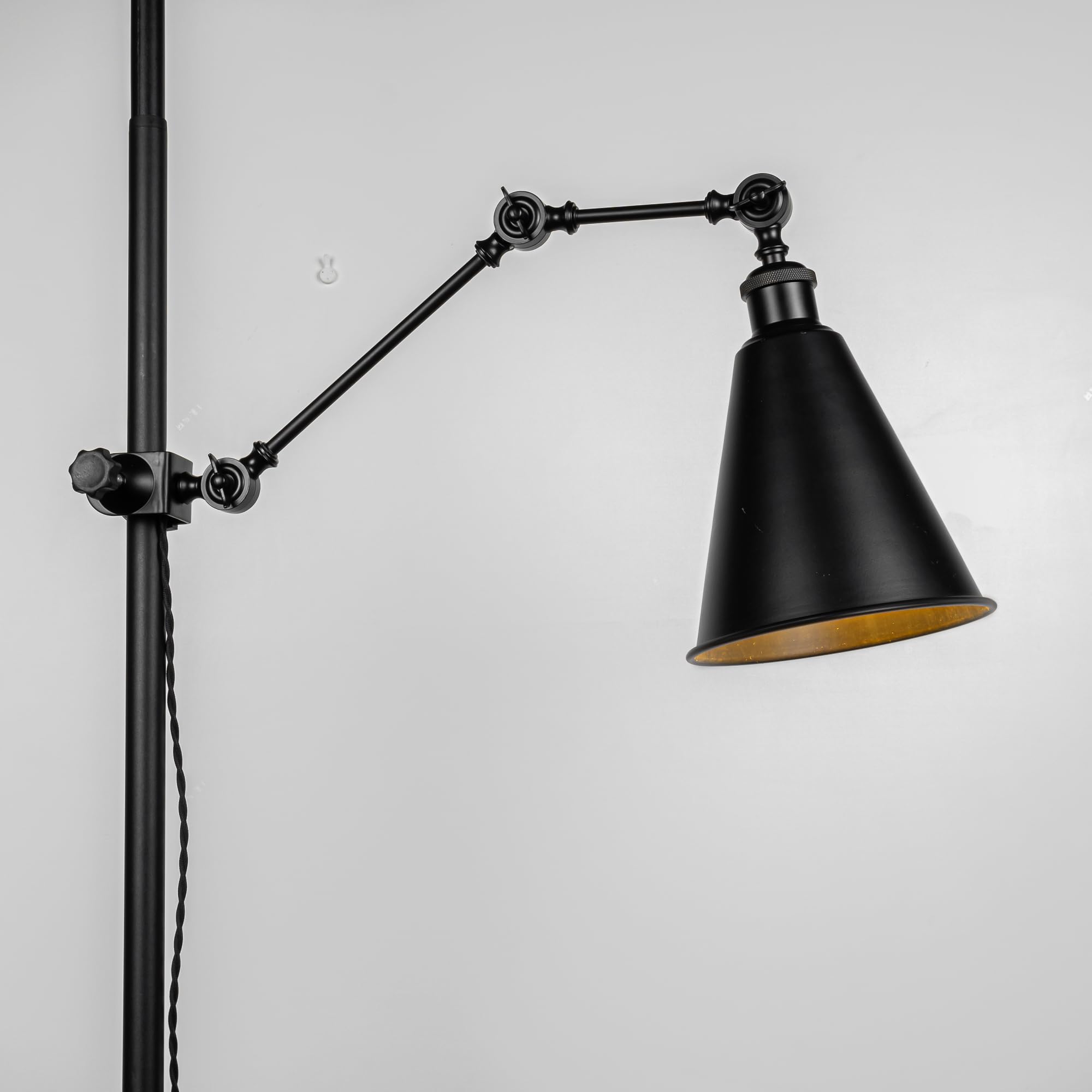 Industrial Klemmleuchte mit 2,5 Schalterkabel,Einstellbar Clip auf Schreibtisch Leselampe,Dimmbar Clamp Nachttischlampe mit Flexarm für Schreibtisch Nachttisch Regal-schwarz BD3086-DZ19