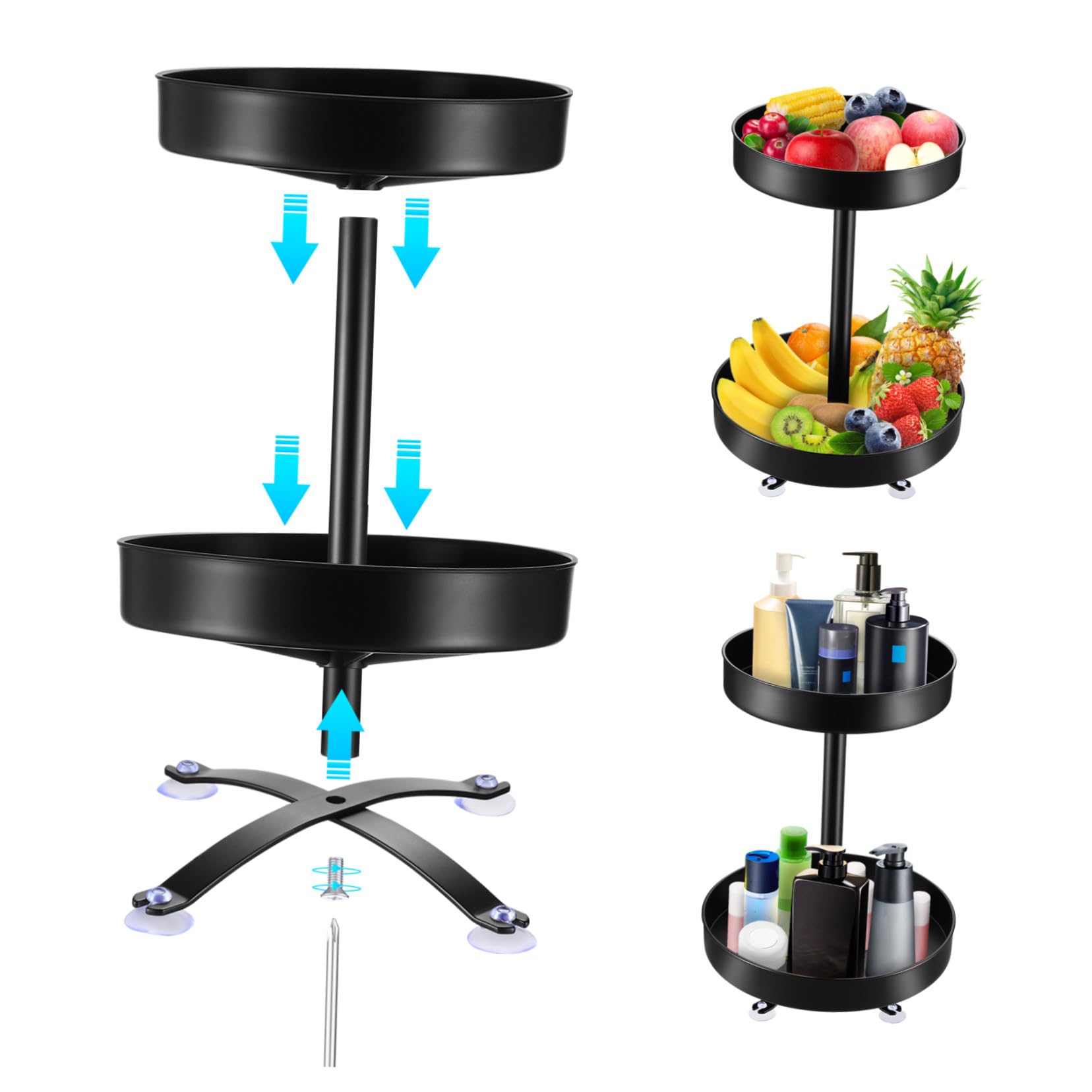 BESTYASH Organizador Giratorio de Condimentos Plato Giratorio, Estante para Almacenar Salsas en Cocina, Plástico y Acero Inoxidable, Diseño Simple y Resistente
