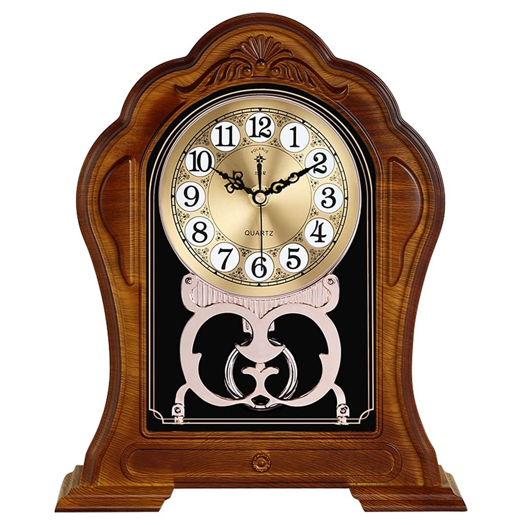 Hrwly D European Retro Living Room Househol Clock Imitation Soli Woo Table Plastic Bedroom Silent(D)