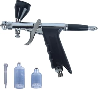 Airbrush kit Gravity Feed Trigger Double Action 0.5mm Nozzle Freely Adjustable Between Fan(Large Areas) Spray and Fine Spray for Art Model Painting Motorcycle Painting Car Painting Black