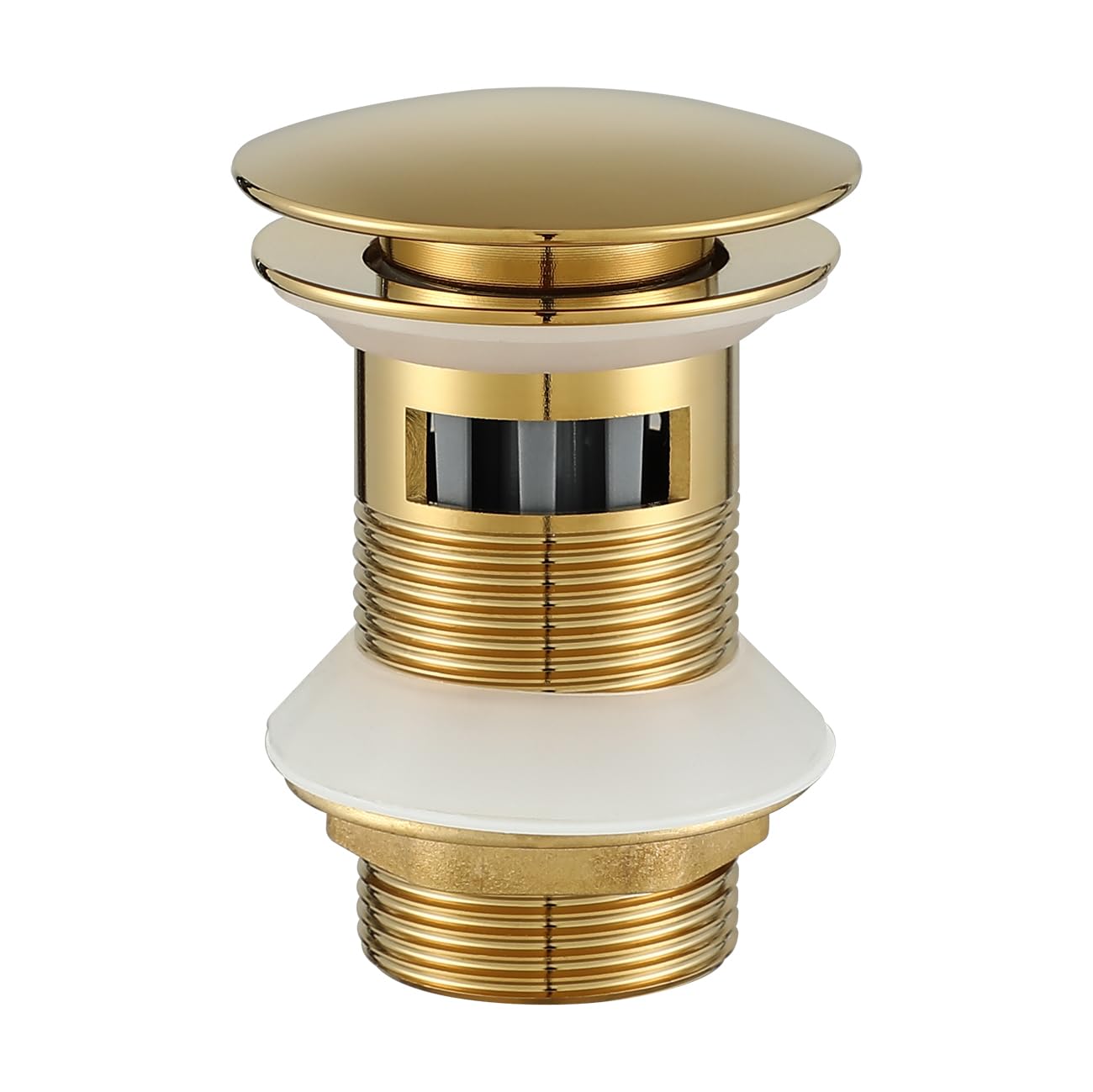 Brass Pop Up Sink Plug Basin Sink Drain Stopper With Overflow Titanium gold