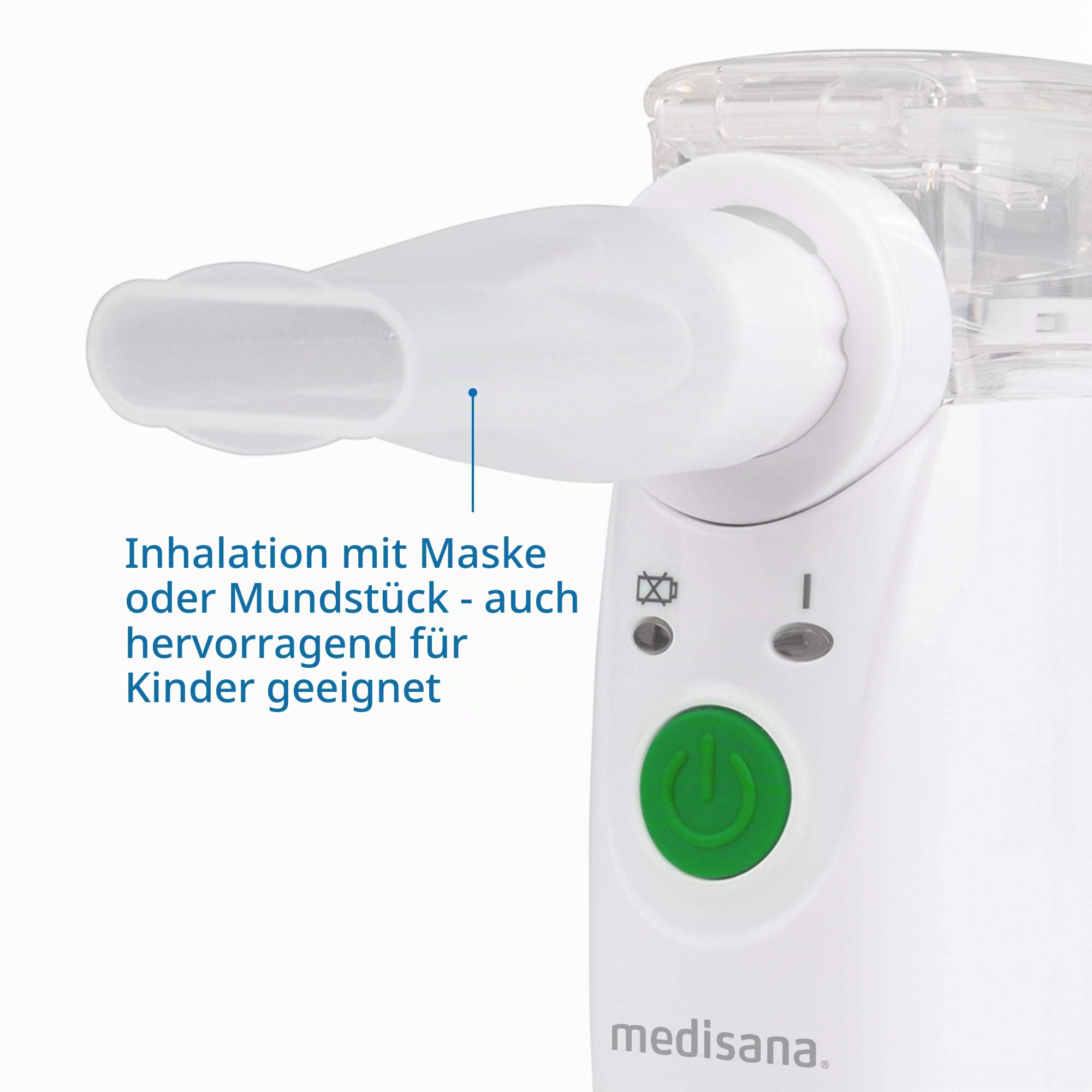 medisana IN 525 Inhalator für unterwegs, mobiles Inhalationsgerät | Mit Mundstück & Maske für Erwachsene und Kinder, Vernebler Inhaliergerät bei Erkältung und Asthma mit extra viel Zubehör