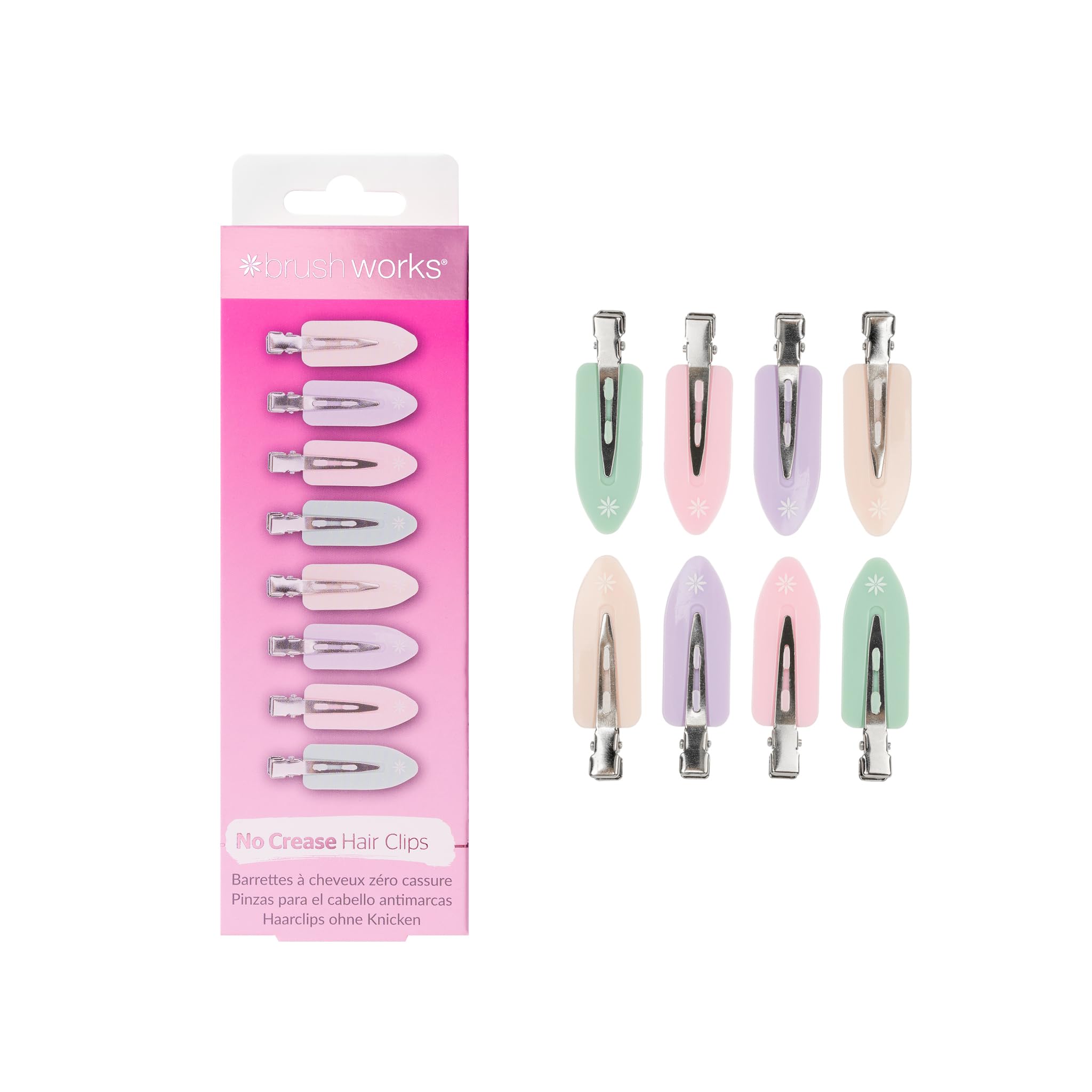 Brushworks Pastel Crease Free Hair Clips X8