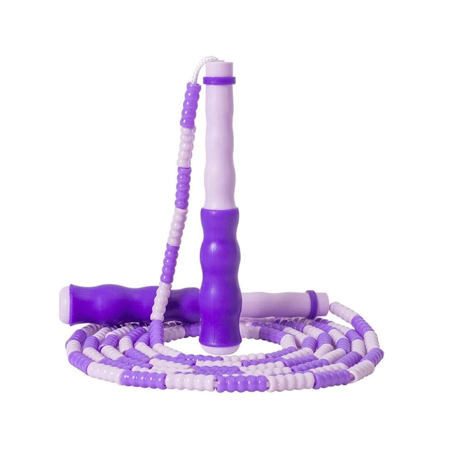 Springseil, 2,8 m Länge, verstellbar, weiche Perlen, geeignet für Fitness, Uni, Blau