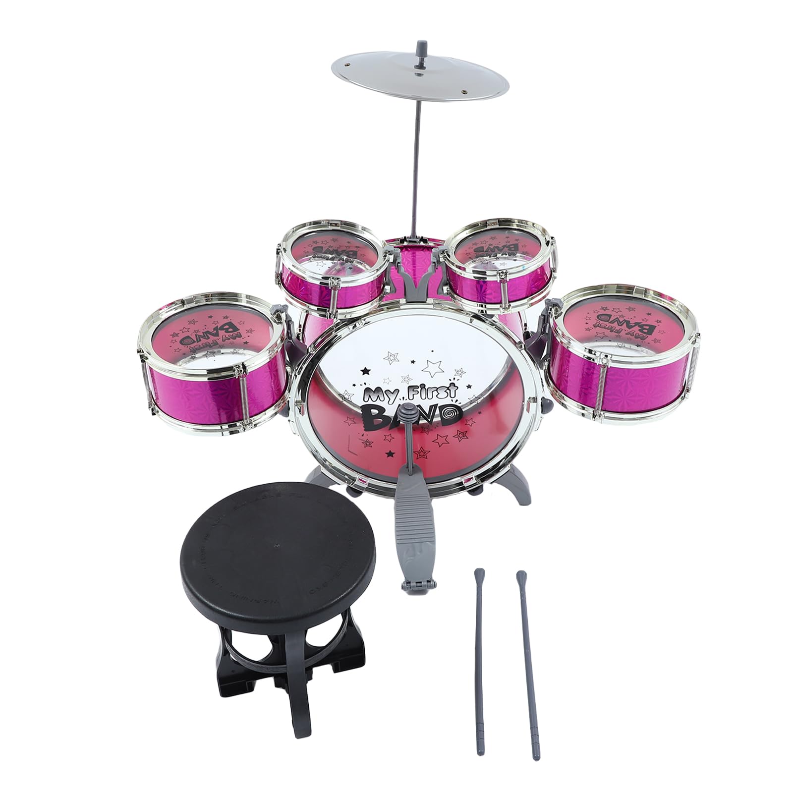 BESPORTBLE Kids Jazz Drum Kit Educational Percussion Instrument Toy for Boys and Girls Purple 5-drum Foot Pedal Set Music Plaything for Toddlers and Children