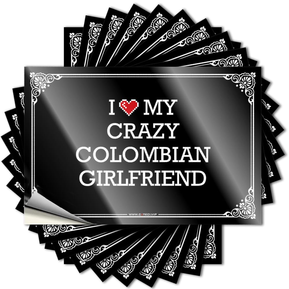I Love My Crazy Colombian Girlfriend Quote Halloween | Fall Bottle Removable Decal Pack(8X12CM)