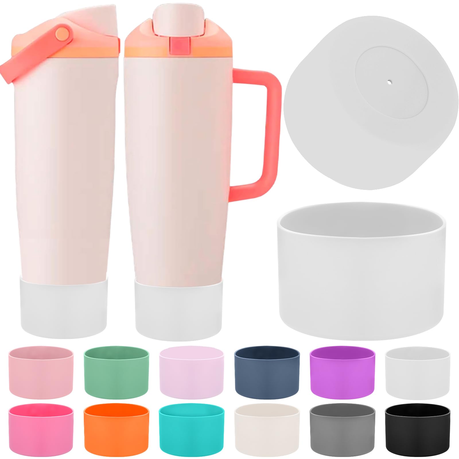 Mity rain 2PCS Protective Silicone Boots for Owala 30oz & 40oz FreeSip Sway Bottles & Tumblers - Accessories for owala, Enhances Stability & Prevents Scratches (White) — image 1