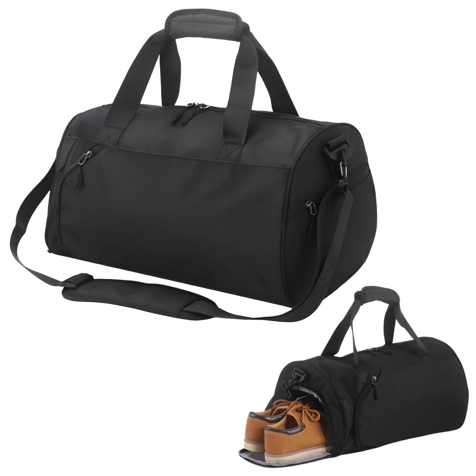 Gym Bag with Shoe Compartment, 16.9 x 10.2 x 10.2 in Polyester Sport Duffel with Large Capacity, Wet Separation Pocket, for Fitness Travel Yoga Workouts