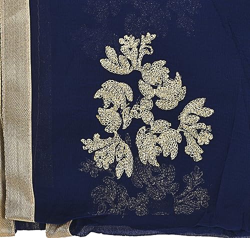 Image of Youthquake Golden Embroidered Work Chiffon Dupatta For Womens & Girls With 4 Side Gold Lace