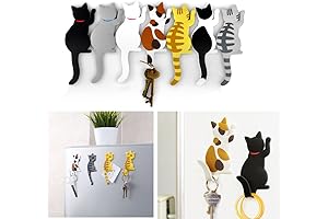 Cute Multifunction Cat Magnetic Fridge Hook, 3D Feline Fridge Magnet Decor