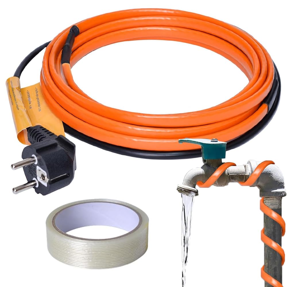 Cavo Riscaldante per Tubi Antigelo 230V 25W/M, 2M Cavo Scaldante Autoregolante con Spina di Messa a Terra, Impedisce il Congelamento di Tubi, Grondaie e Piante