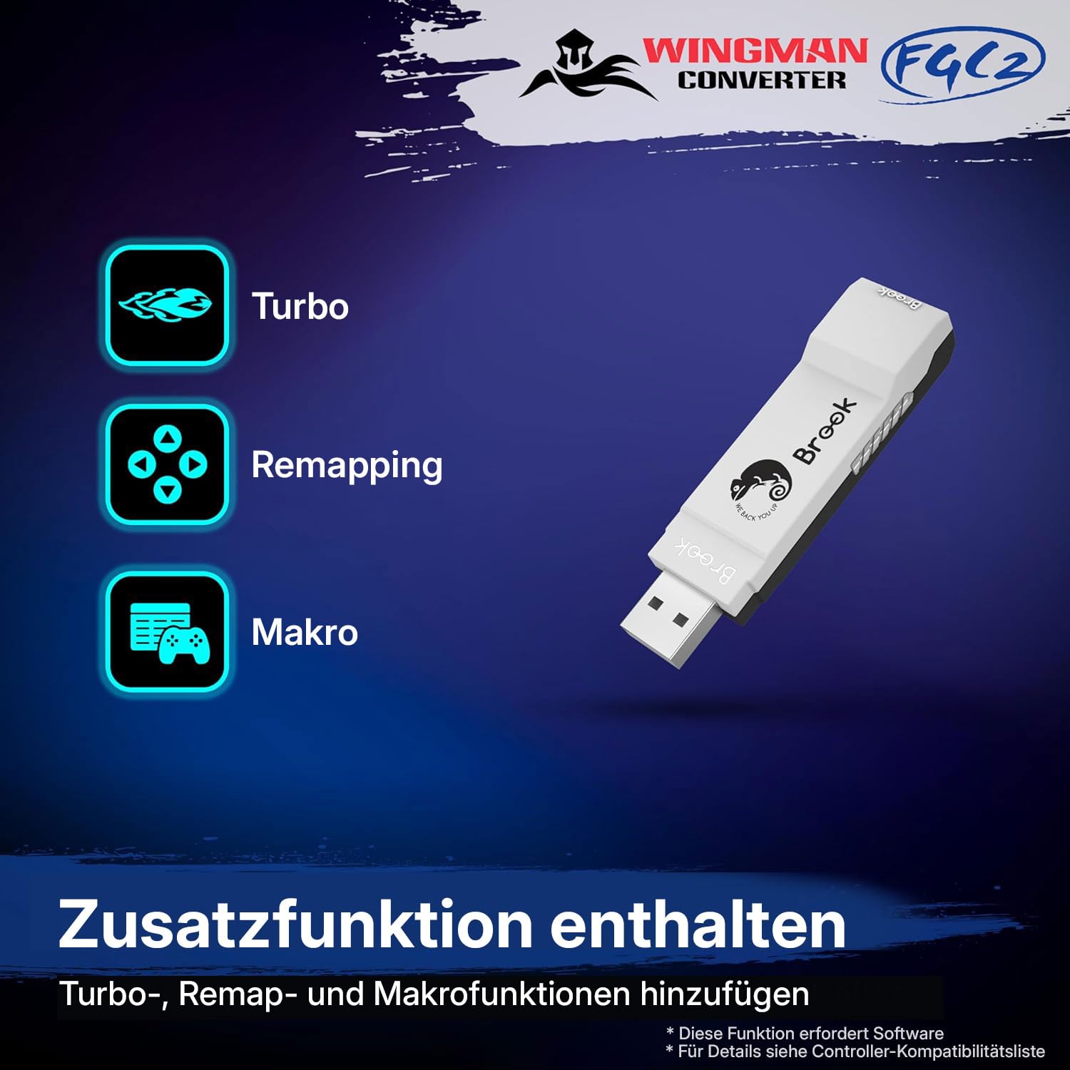 Mcbazel Brook Wingman FGC 2 Konverter für PS5, Kabelgebundener PS5/PS4/XBox Series X|S/Xbox One/Xbox Elite/NS Switch/Arcade Stick Controller zu PS5/Windows PC