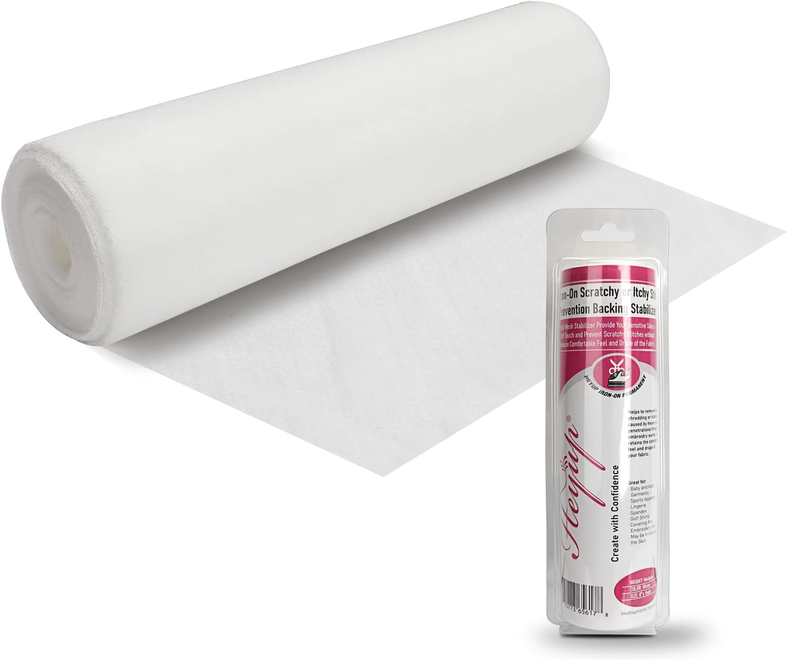 HEYUP Iron-On Prevent Scratchy or Itchy Stitch Backing Stabilizers 8'' x 9yds, Cut Away Soft Touch Backing for Sensitive Skin, Babies, and Embroidery Garments
